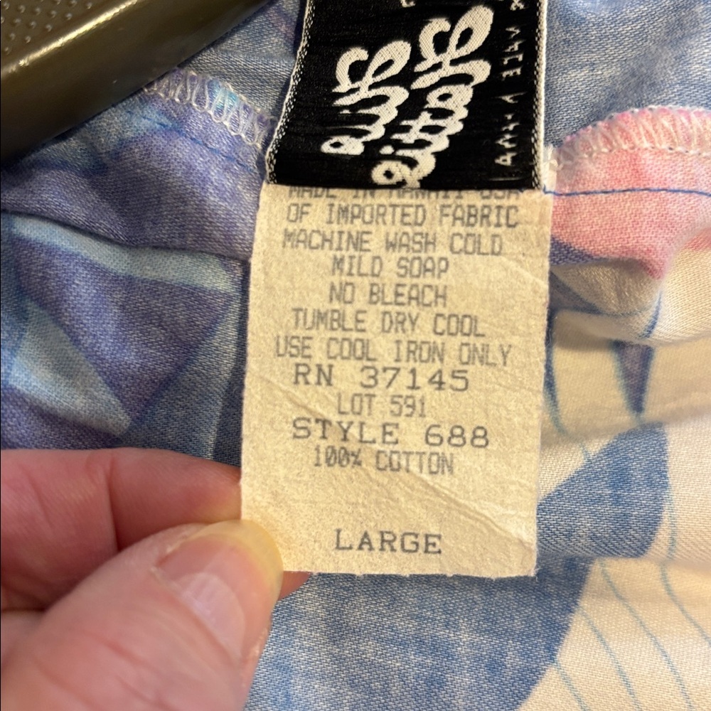 Hilo Hattie Blue Floral Cotton Muumuu Maxi Dress Made in Hawaii Womens Large 688 - Picture 3 of 9